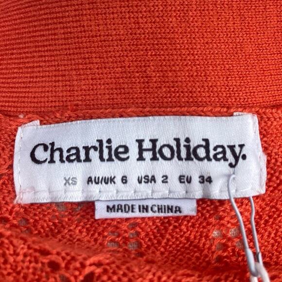 NWT * CHARLIE HOLIDAY Gisele Pointelle Cardigan - Size 2 - $114. - Picture 7 of 13